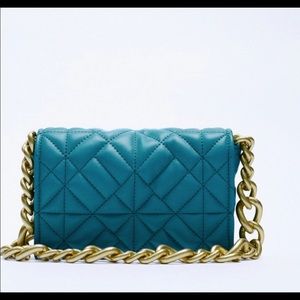 ZARA NWT BLUE QUILTED SHOULDER BAG